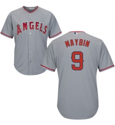 Youth Majestic Los Angeles Angels of Anaheim #9 Cameron Maybin Replica Grey Road Cool Base MLB Jersey