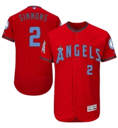 Men's Majestic Los Angeles Angels of Anaheim #2 Andrelton Simmons Authentic Red 2016 Father's Day Fashion Flex Base MLB Jersey