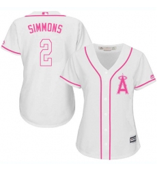 Women's Majestic Los Angeles Angels of Anaheim #2 Andrelton Simmons Authentic White Fashion Cool Base MLB Jersey