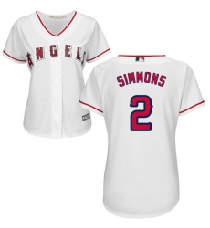 Women's Majestic Los Angeles Angels of Anaheim #2 Andrelton Simmons Authentic White Home Cool Base MLB Jersey