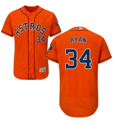 Men's Majestic Houston Astros #34 Nolan Ryan Orange Alternate Flex Base Authentic Collection MLB Jersey