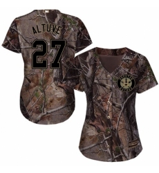 Women's Majestic Houston Astros #27 Jose Altuve Authentic Camo Realtree Collection Flex Base MLB Jersey