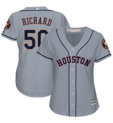 Women's Majestic Houston Astros #50 J.R. Richard Authentic Grey Road Cool Base MLB Jersey