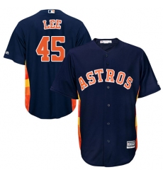 Youth Majestic Houston Astros #45 Carlos Lee Authentic Navy Blue Alternate Cool Base MLB Jersey