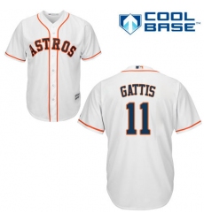 Men's Majestic Houston Astros #11 Evan Gattis Replica White Home Cool Base MLB Jersey