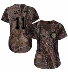 Women's Majestic Houston Astros #11 Evan Gattis Authentic Camo Realtree Collection Flex Base MLB Jersey