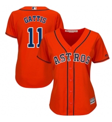 Women's Majestic Houston Astros #11 Evan Gattis Replica Orange Alternate Cool Base MLB Jersey