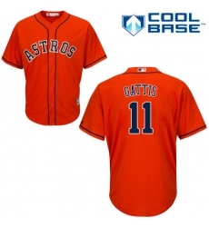 Youth Majestic Houston Astros #11 Evan Gattis Replica Orange Alternate Cool Base MLB Jersey