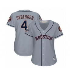 Women's Houston Astros #4 George Springer Authentic Grey Road Cool Base 2019 World Series Bound Baseball Jersey