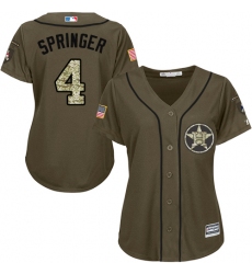 Women's Majestic Houston Astros #4 George Springer Replica Green Salute to Service MLB Jersey