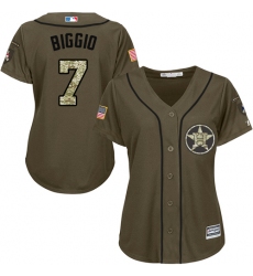 Women's Majestic Houston Astros #7 Craig Biggio Authentic Green Salute to Service MLB Jersey