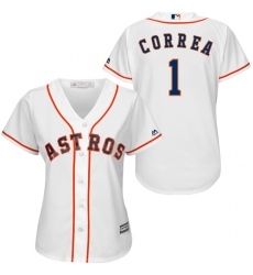 Women's Majestic Houston Astros #1 Carlos Correa Authentic White Home Cool Base MLB Jersey
