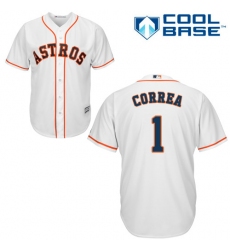 Youth Majestic Houston Astros #1 Carlos Correa Authentic White Home Cool Base MLB Jersey