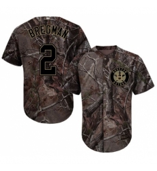 Men's Majestic Houston Astros #2 Alex Bregman Authentic Camo Realtree Collection Flex Base MLB Jersey