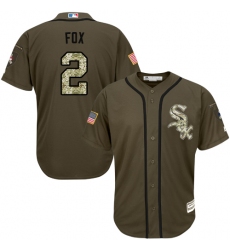 Youth Majestic Chicago White Sox #2 Nellie Fox Replica Green Salute to Service MLB Jersey