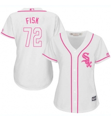 Women's Majestic Chicago White Sox #72 Carlton Fisk Authentic White Fashion Cool Base MLB Jersey
