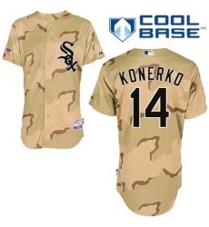 Men's Majestic Chicago White Sox #14 Paul Konerko Authentic Camo Commemorative Military Day Cool Base MLB Jersey