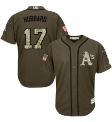 Youth Majestic Oakland Athletics #17 Glenn Hubbard Authentic Green Salute to Service MLB Jersey