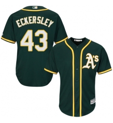 Youth Majestic Oakland Athletics #43 Dennis Eckersley Authentic Green Alternate 1 Cool Base MLB Jersey