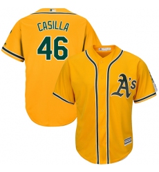 Youth Majestic Oakland Athletics #46 Santiago Casilla Authentic Gold Alternate 2 Cool Base MLB Jersey