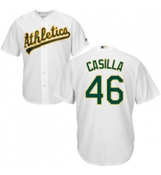 Youth Majestic Oakland Athletics #46 Santiago Casilla Authentic White Home Cool Base MLB Jersey