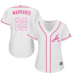 Women's Majestic Atlanta Braves #22 Nick Markakis Authentic White Fashion Cool Base MLB Jersey