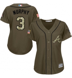 Women's Majestic Atlanta Braves #3 Dale Murphy Authentic Green Salute to Service MLB Jersey