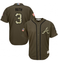 Men's Majestic Atlanta Braves #3 Babe Ruth Authentic Green Salute to Service MLB Jersey