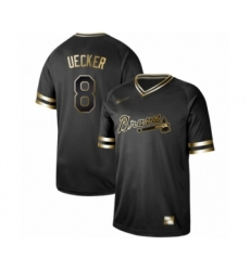 Men's Atlanta Braves #8 Bob Uecker Authentic Black Gold Fashion Baseball Jersey