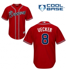 Youth Majestic Atlanta Braves #8 Bob Uecker Authentic Red Alternate Cool Base MLB Jersey