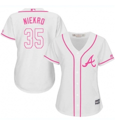 Women's Majestic Atlanta Braves #35 Phil Niekro Authentic White Fashion Cool Base MLB Jersey