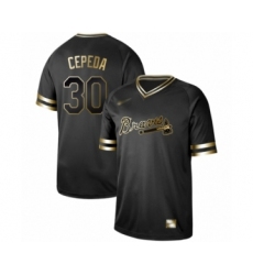 Men's Atlanta Braves #30 Orlando Cepeda Authentic Black Gold Fashion Baseball Jersey
