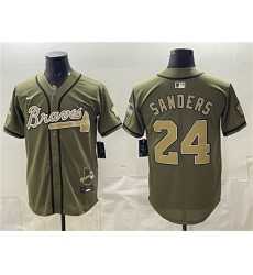 Men's Atlanta Braves #24 Deion Sanders Olive 2026 Armed Forces Day Stitched Baseball Jersey