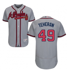 Men's Majestic Atlanta Braves #49 Julio Teheran Grey Road Flex Base Authentic Collection MLB Jersey