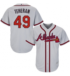 Men's Majestic Atlanta Braves #49 Julio Teheran Replica Grey Road Cool Base MLB Jersey