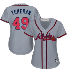 Women's Majestic Atlanta Braves #49 Julio Teheran Authentic Grey Road Cool Base MLB Jersey