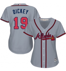 Women's Majestic Atlanta Braves #19 R.A. Dickey Authentic Grey Road Cool Base MLB Jersey