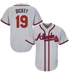 Youth Majestic Atlanta Braves #19 R.A. Dickey Authentic Grey Road Cool Base MLB Jersey