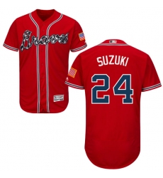 Men's Majestic Atlanta Braves #24 Kurt Suzuki Red Flexbase Authentic Collection MLB Jersey