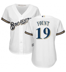 Women's Majestic Milwaukee Brewers #19 Robin Yount Authentic White Home Cool Base MLB Jersey