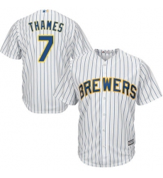 Men's Majestic Milwaukee Brewers #7 Eric Thames Replica White Alternate Cool Base MLB Jersey