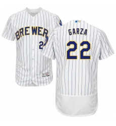 Men's Majestic Milwaukee Brewers #22 Matt Garza White Home Flex Base Authentic Collection MLB Jersey