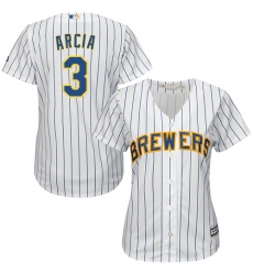 Women's Majestic Milwaukee Brewers #3 Orlando Arcia Authentic White Alternate Cool Base MLB Jersey