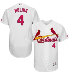 Men's Majestic St. Louis Cardinals #4 Yadier Molina White Home Flex Base Authentic Collection MLB Jersey
