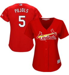 Women's Majestic St. Louis Cardinals #5 Albert Pujols Authentic Red Alternate Cool Base MLB Jersey