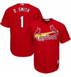 Youth Majestic St. Louis Cardinals #1 Ozzie Smith Authentic Red Alternate Cool Base MLB Jersey