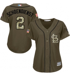 Women's Majestic St. Louis Cardinals #2 Red Schoendienst Authentic Green Salute to Service MLB Jersey