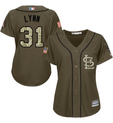 Women's Majestic St. Louis Cardinals #31 Lance Lynn Replica Green Salute to Service MLB Jersey