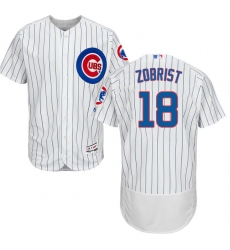 Men's Majestic Chicago Cubs #18 Ben Zobrist White Home Flex Base Authentic Collection MLB Jersey