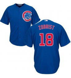 Youth Majestic Chicago Cubs #18 Ben Zobrist Authentic Royal Blue Alternate Cool Base MLB Jersey
